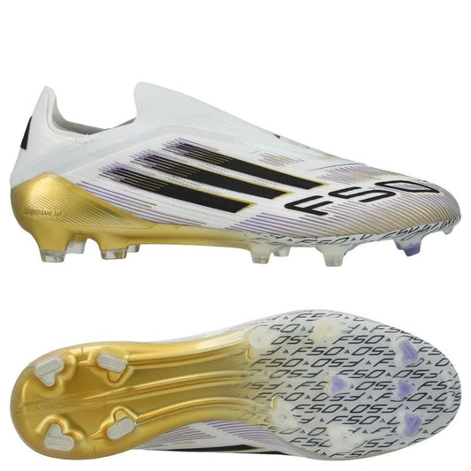 adidas F50 Elite Laceless FG "Road to Glory" Pack in a White/Black/Gold colorway