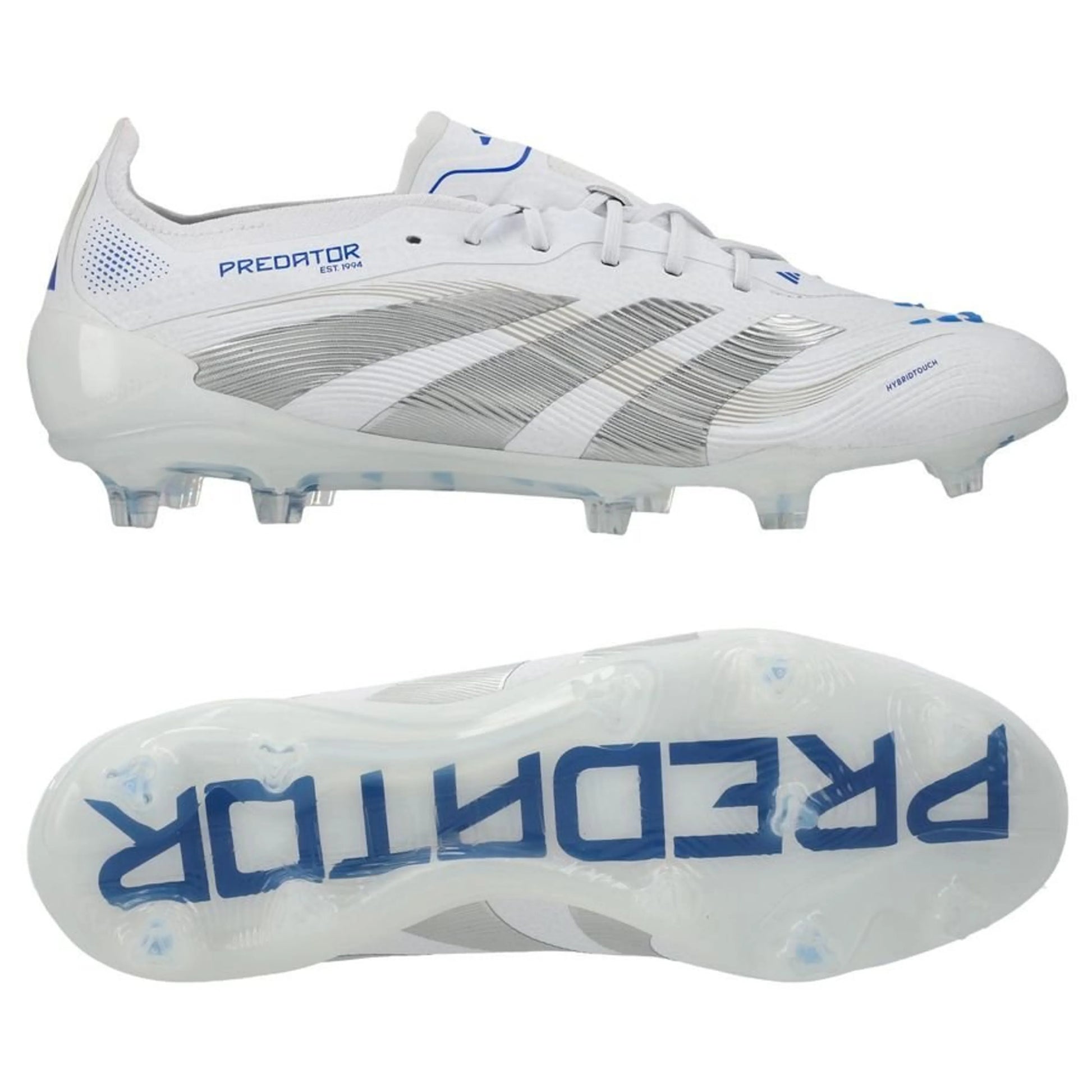 adidas Predator Elite FG "Polar Victory Pack" in a White/Silver/Blue colorway