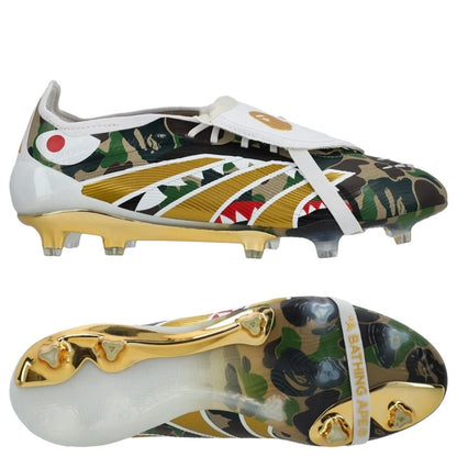 adidas Predator Elite Fold-over Tongue FG BAPE Pack in a White/Gold/Green colorway 