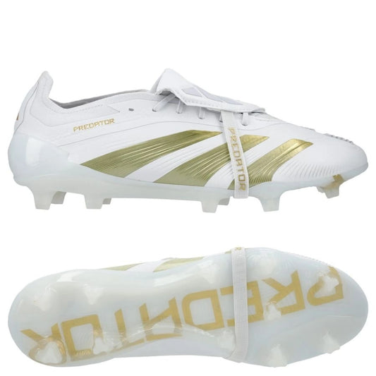 adidas Predator Elite Fold-over Tongue FG Day Spark in White/Gold colorway