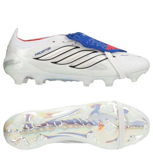 adidas Predator Elite Fold-over Tongue FG Icon Takeover in White/Metallic/Blue colorway