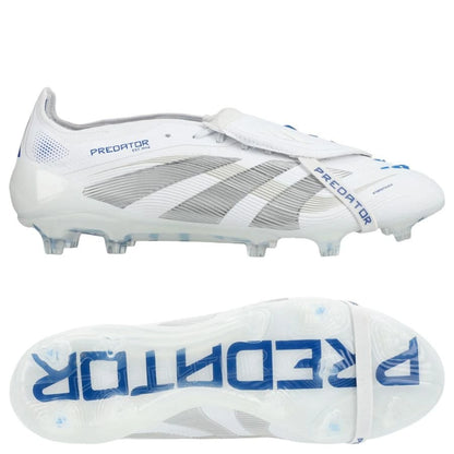 adidas Predator Elite Fold-over Tongue FG "Polar Victory Pack" in a White/Silver/Blue colorway