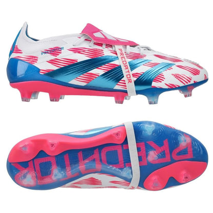 adidas Predator Elite Fold-over Tongue FG "Reemergence" Pack in a White/Pink/Blue colorway
