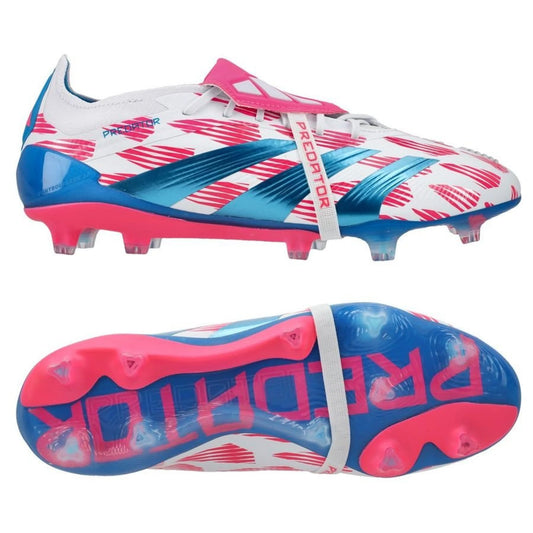 adidas Predator Elite Fold-over Tongue FG "Reemergence" Pack in a White/Pink/Blue colorway