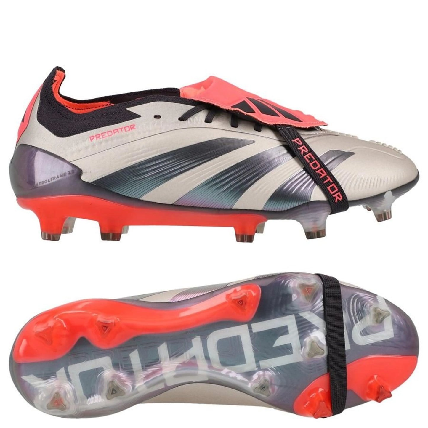 adidas Predator Elite Fold-over Tongue FG "Vivid Horizon" Pack in a Grey/Black/Red colorway