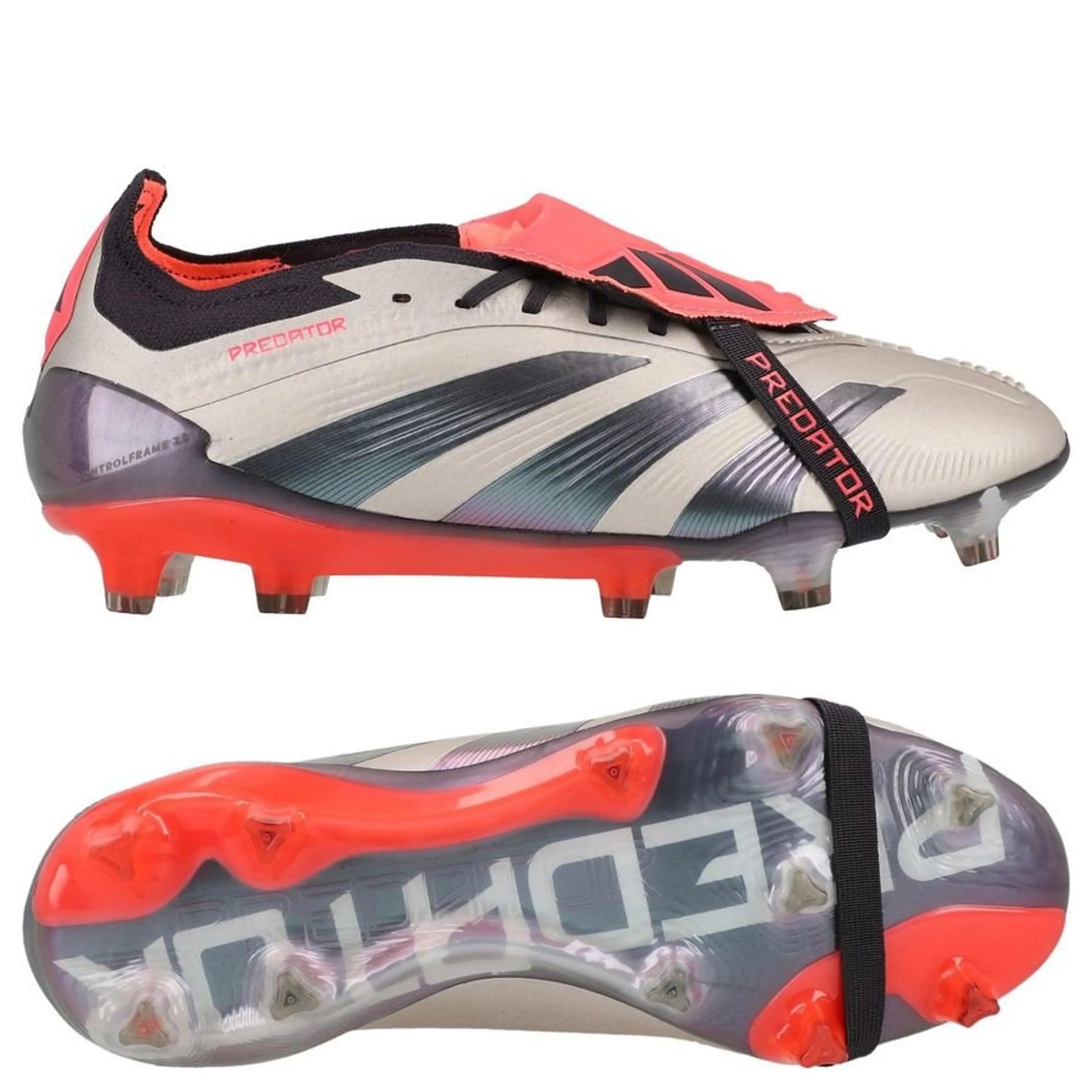 adidas Predator Elite Fold-over Tongue FG "Vivid Horizon" Pack in a Grey/Black/Red colorway