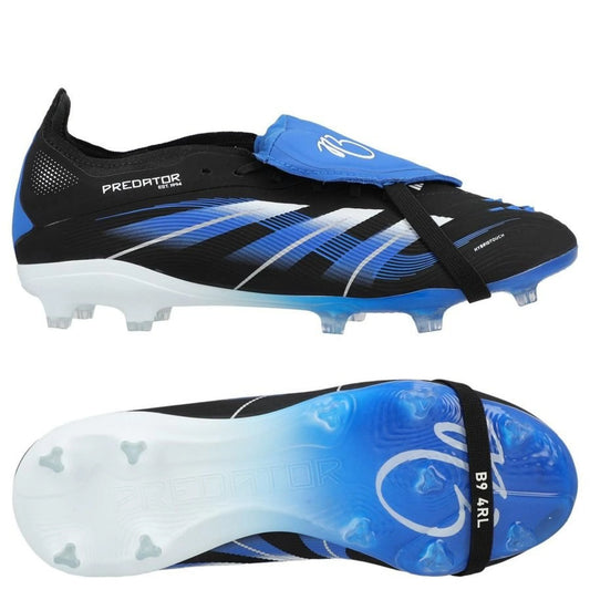 adidas Predator Elite Fold-over Tongue FG in a Black/White/Blue colorway