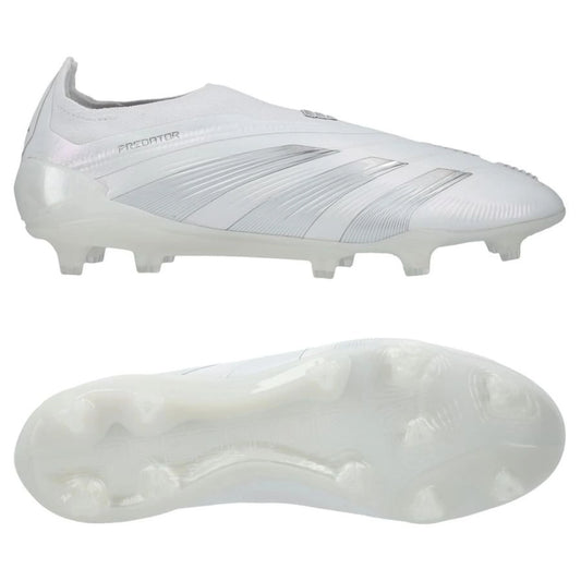 adidas Predator Elite Laceless FG Pearlized pack in a clean White finish.