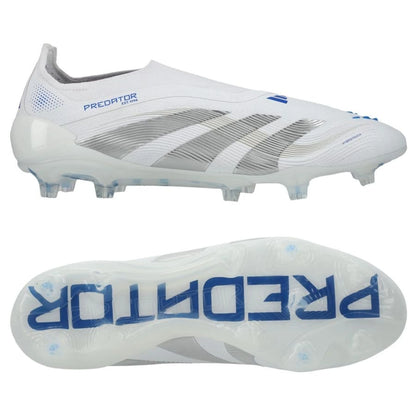 adidas Predator Elite Laceless FG "Polar Victory Pack" in a White/Silver/Blue colorway