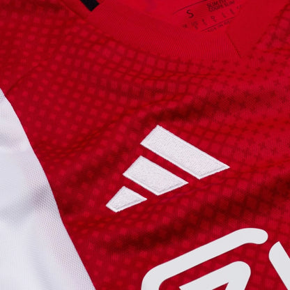 adidas logo view on the Ajax 2025/26 Home Red and White Shirt