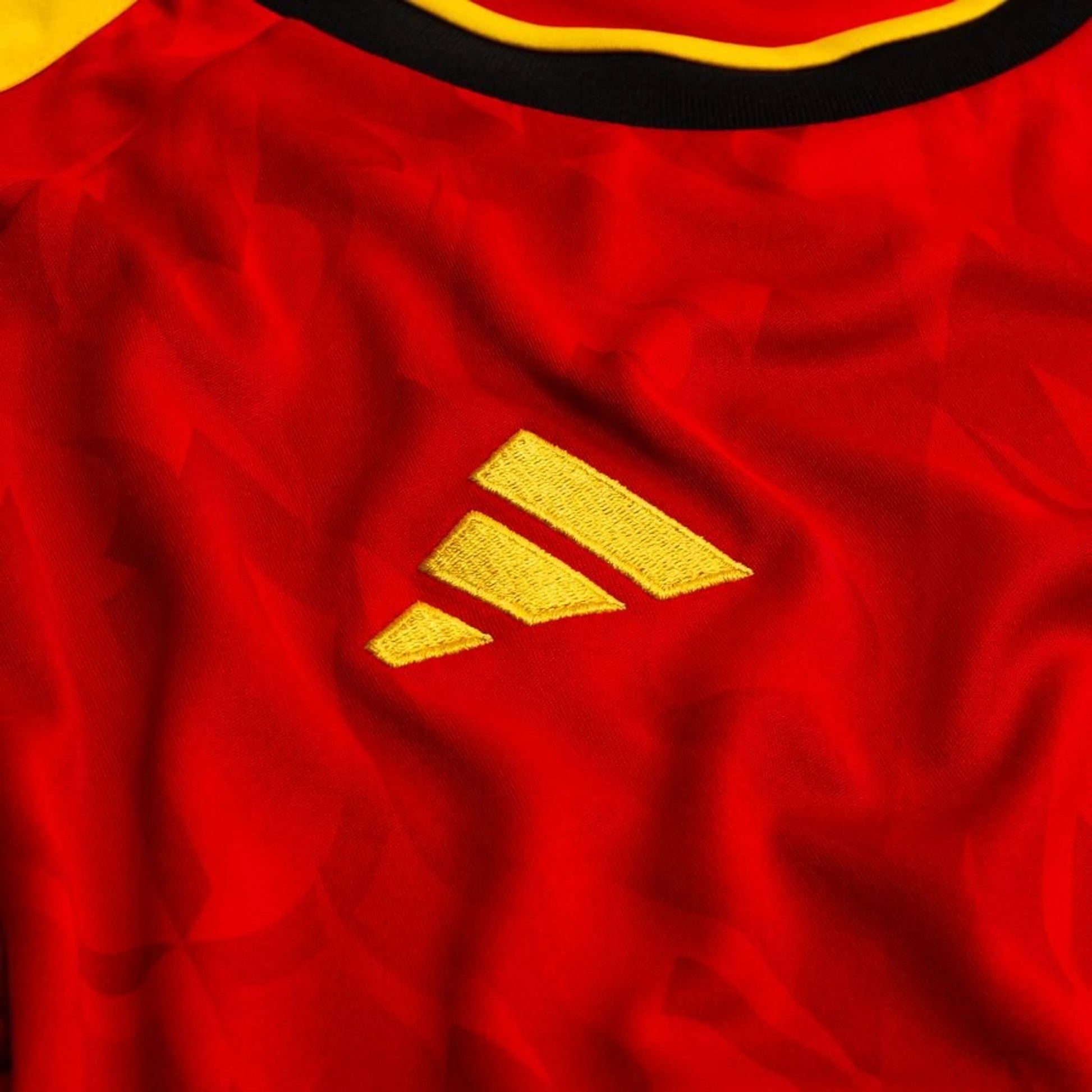 adidas logo view on the Belgium Women's Home Shirt World Cup 2026 - Red/Gold/Black