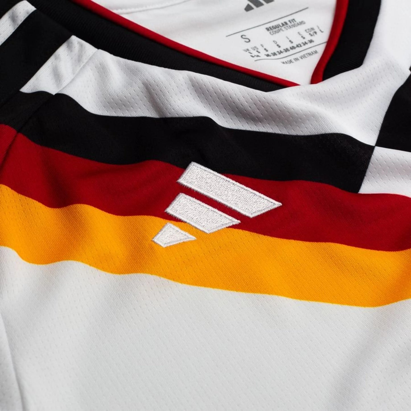 adidas logo view of the Germany Women's Home Shirt World Cup 2026 - White/Black/Red/Yellow