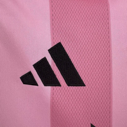 adidas logo view on the Inter Miami 25/26 Home Pink Football Short Sleeve Jersey Designed By Adidas