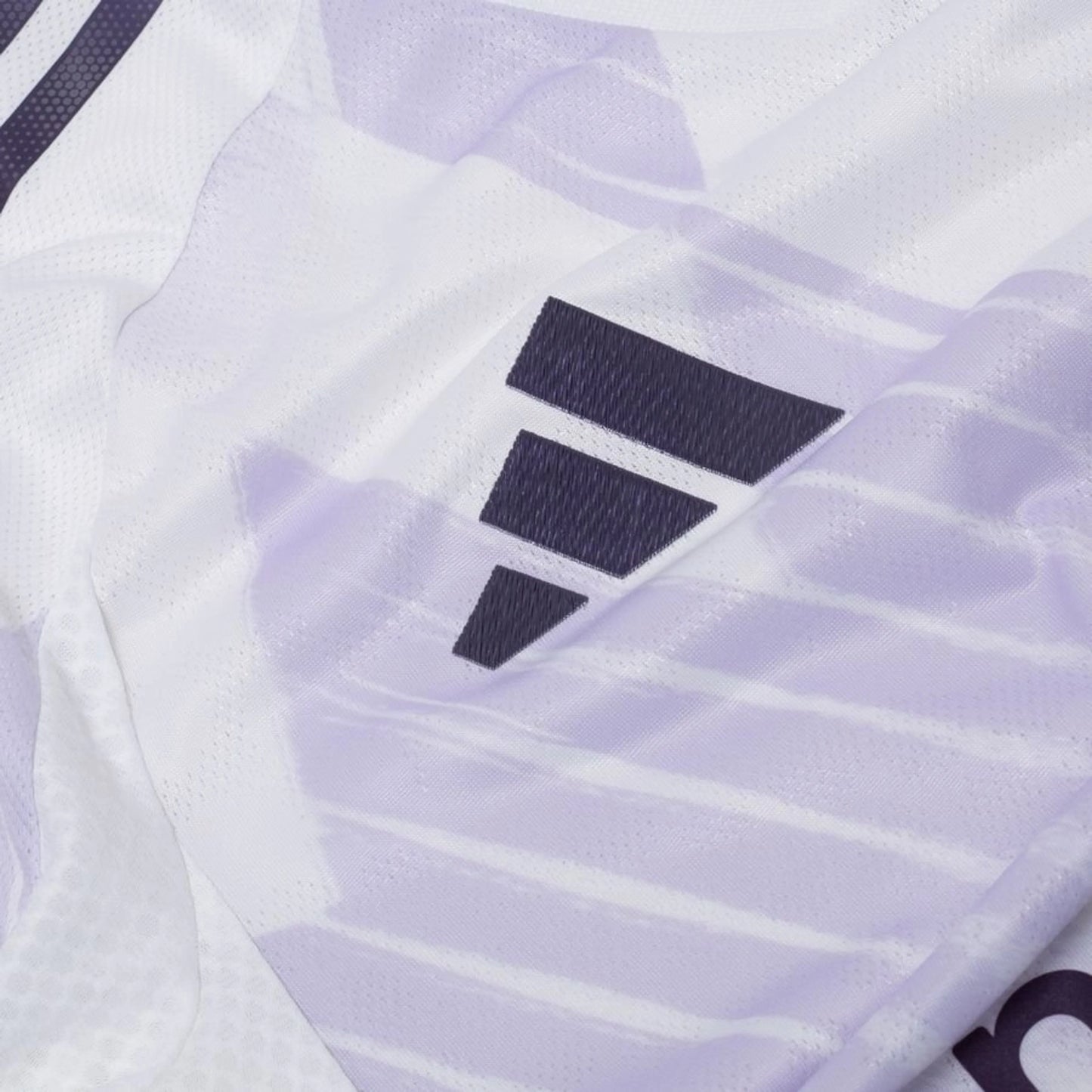 adidas logo view on the Manchester United 2025/26 Away White Jersey