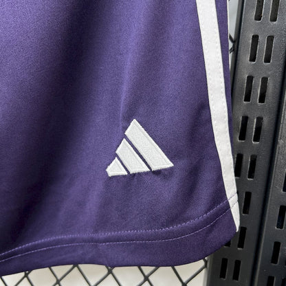 adidas logo view on the Manchester United 25/26 Away Navy Shorts