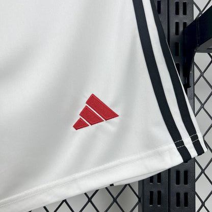 adidas logo view on the Manchester United 25/26 Home White Shorts
