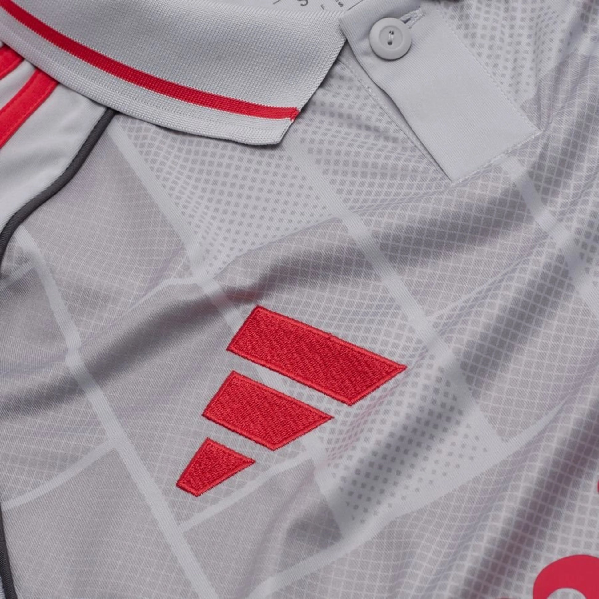 adidas logo view on the Olympique Lyonnais 2025/26 Third Grey Shirt