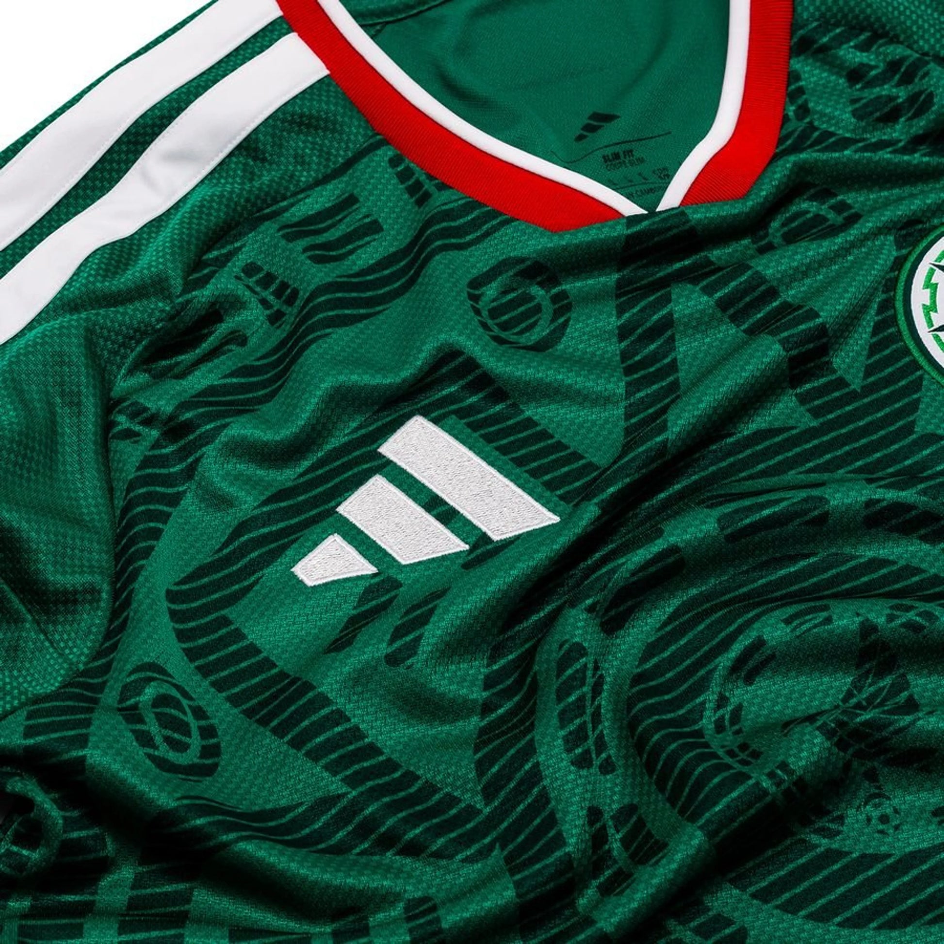 adidas logo view on the adidas Mexico 2026 World Cup Home Long Sleeve Shirt - Bold Green