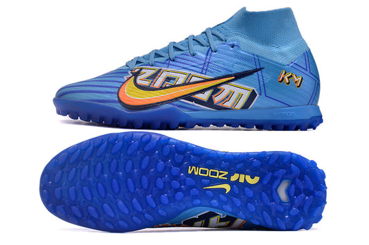 nike air zoom mercurial superfly 9 elite turf blue/yellow