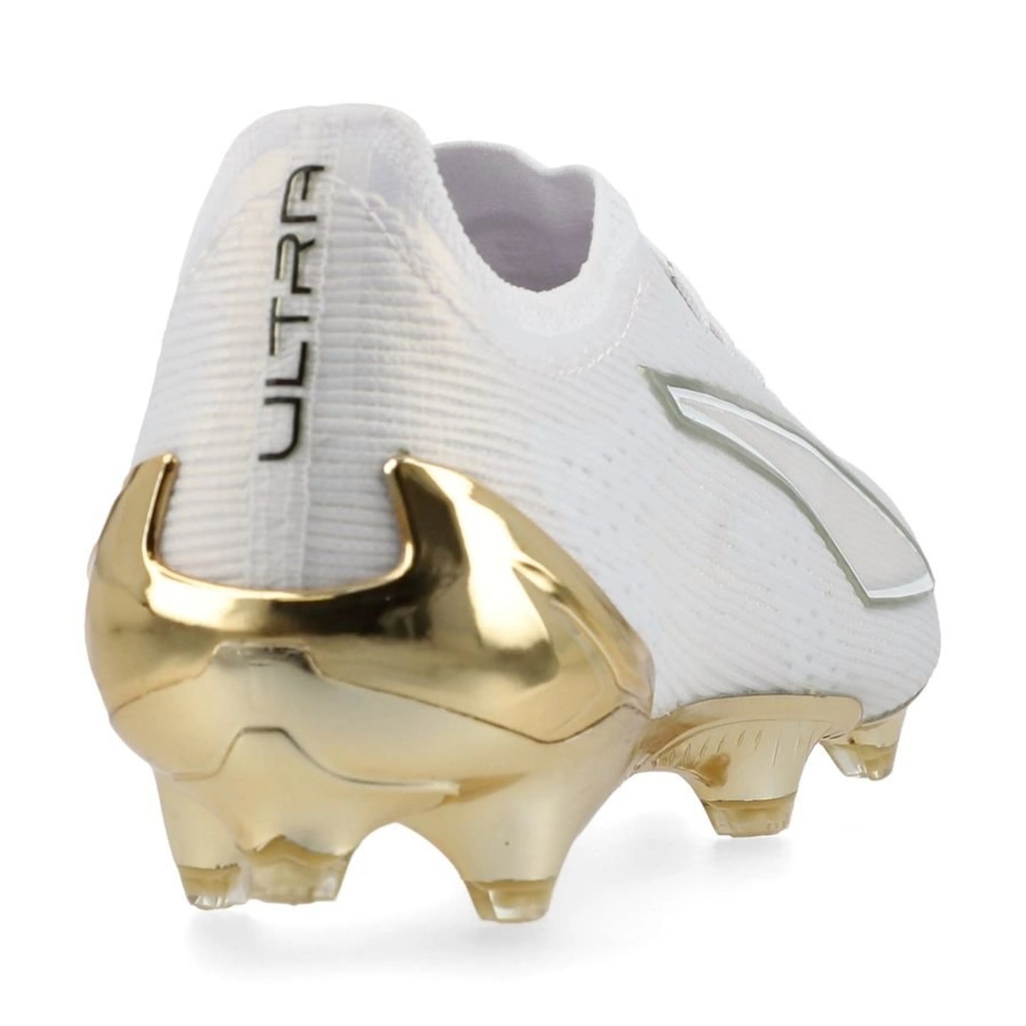back heel view PUMA Ultra 6 Ultimate FG White Gold in White/Gold/Black colorway