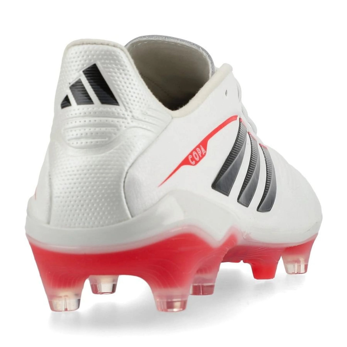 back heel view of the adidas Copa Pure Elite IV FG Born For Goals in White/Black/Red colorway