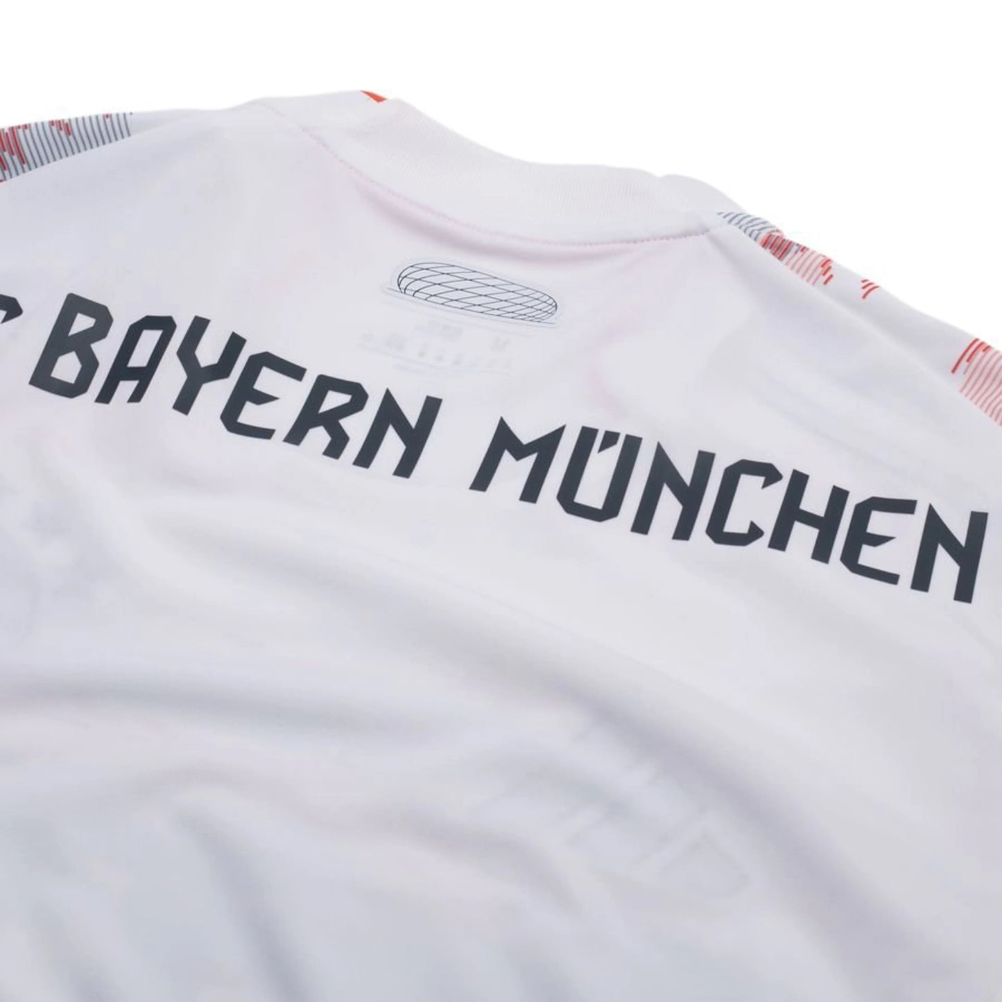 back neck view of the Adidas Bayern Munchen 2025/26 Away White Jersey