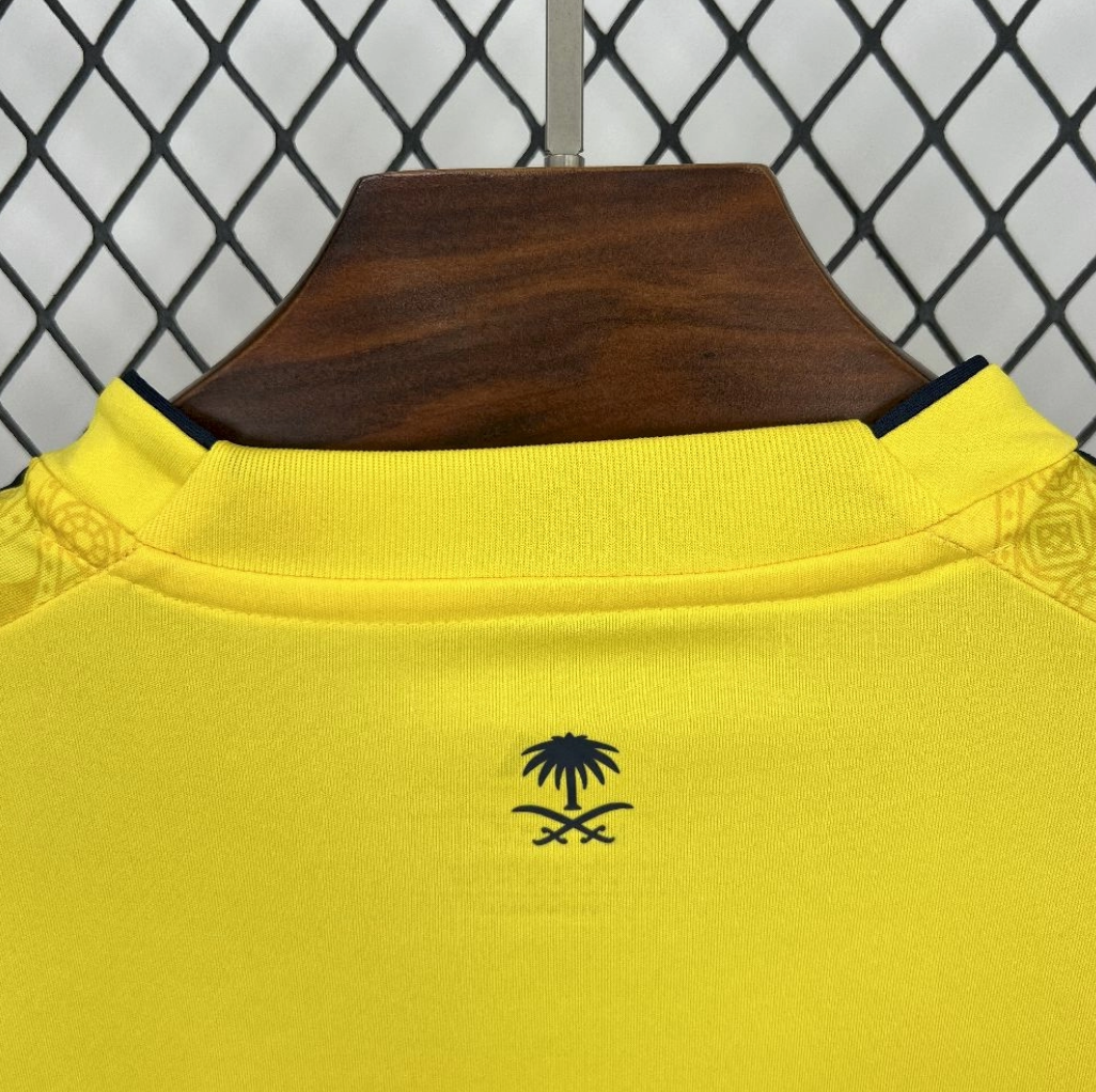 back neck view of the Al-Nassr 25/26 Home Yellow Football Short Sleeve Jersey Designed By Adidas
