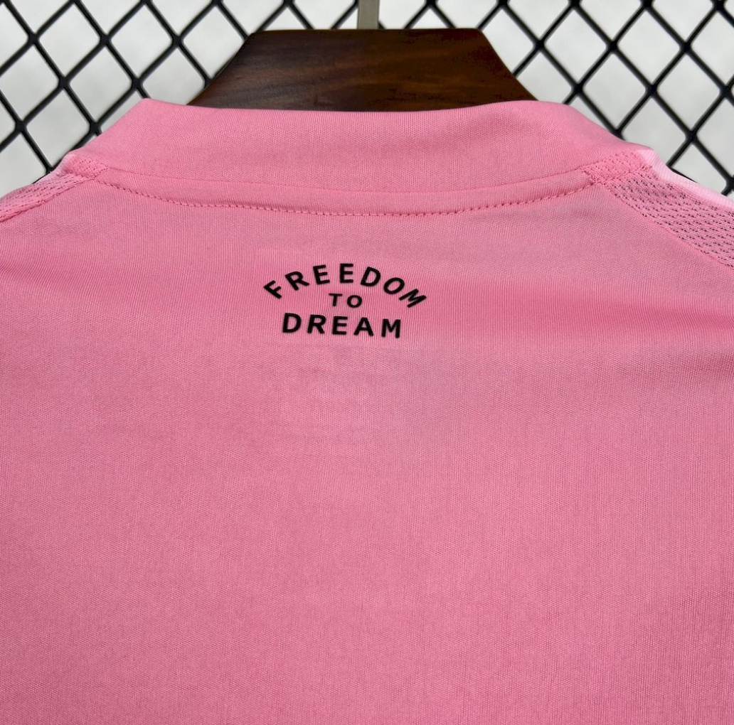 back neck view of the Inter Miami 25/26 Home Pink Football Short Sleeve Jersey Designed By Adidas