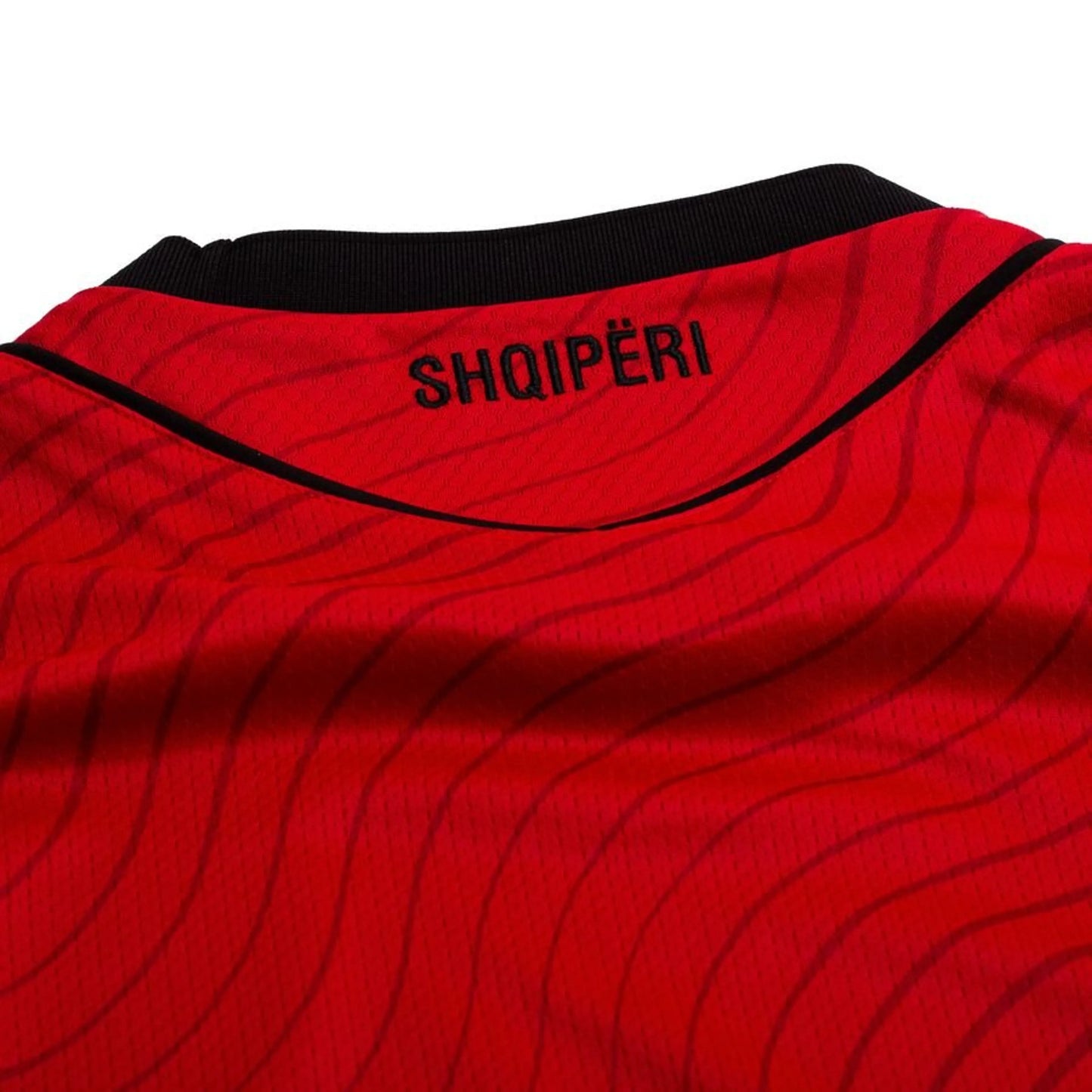 back neck view of the Macron Albania Home Shirt World Cup 2026