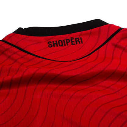 back neck view of the Macron Albania Home Shirt World Cup 2026