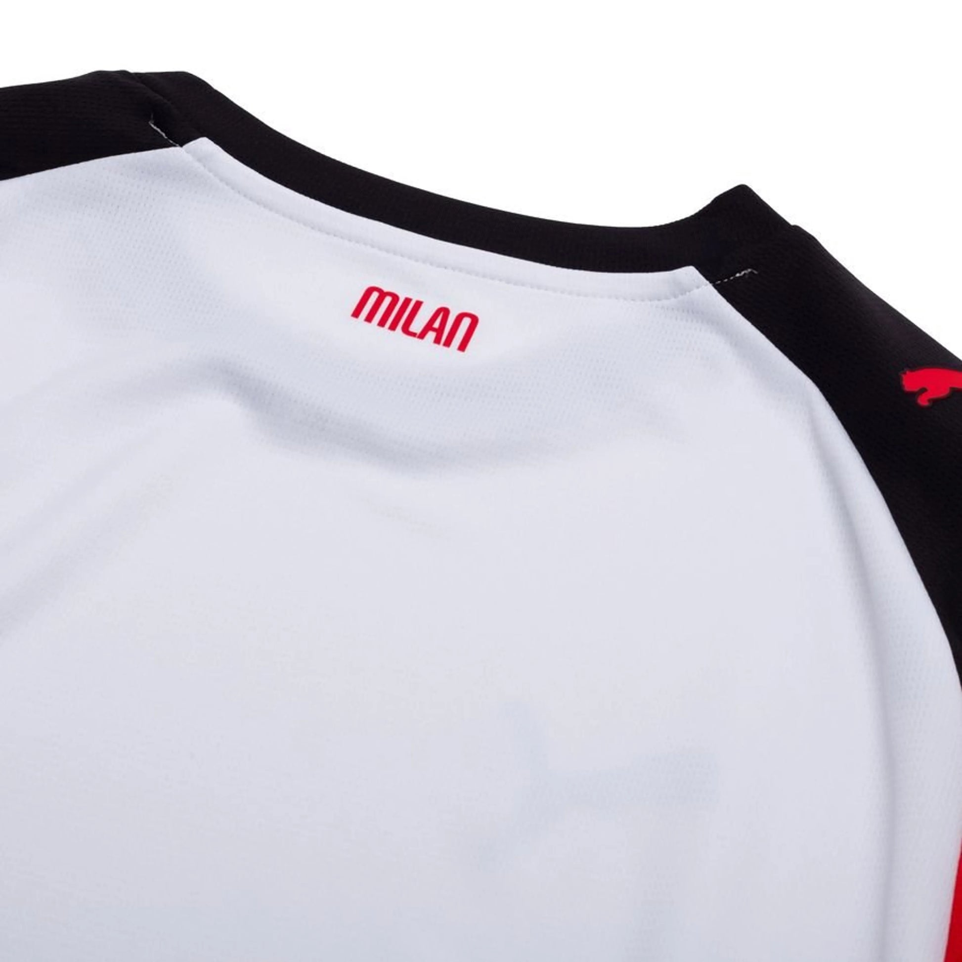 back neck view of the PUMA AC Milan 2025/26 Away White Jersey