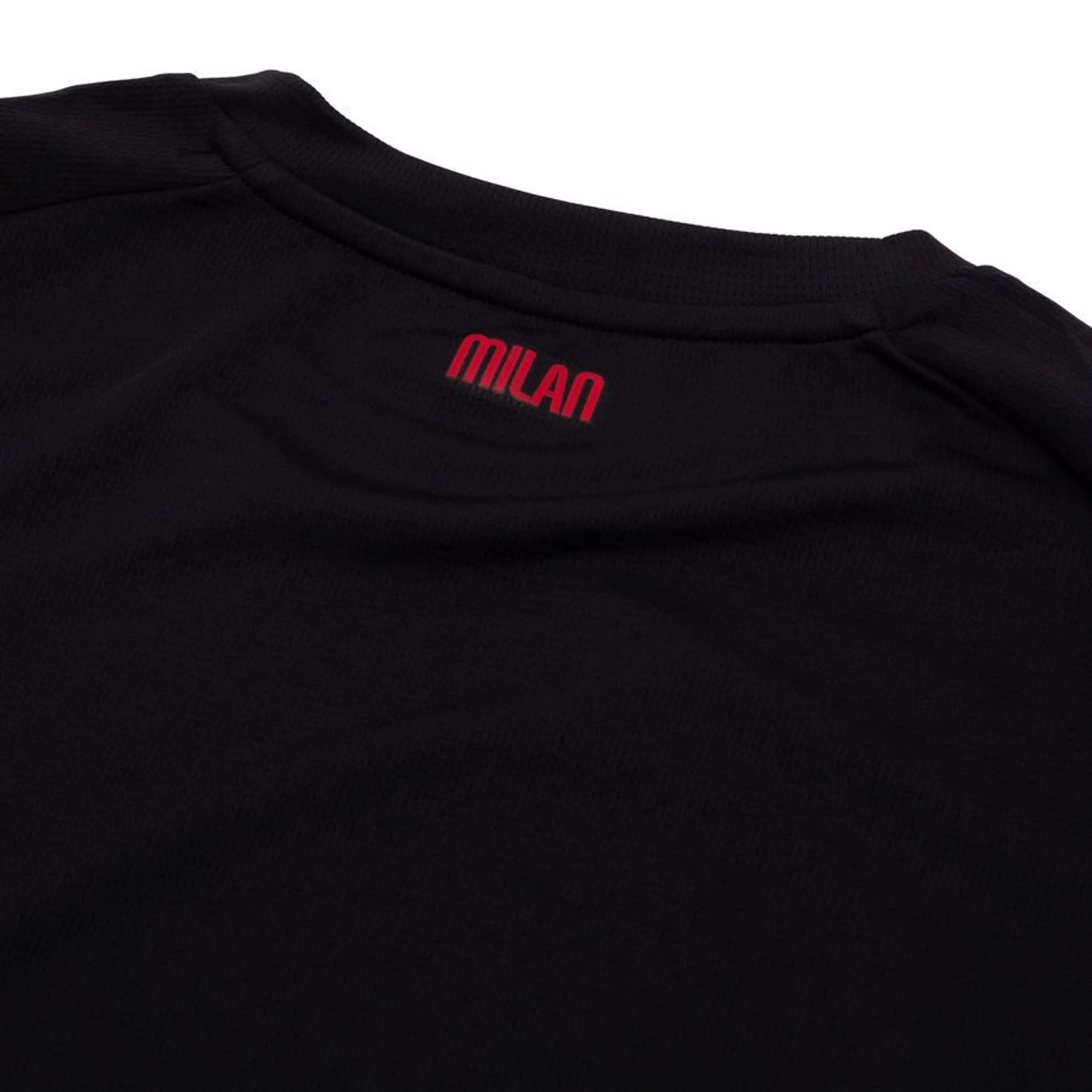 back neck view of the PUMA AC Milan 2025/26 Home Long Sleeve Black & Red Jersey