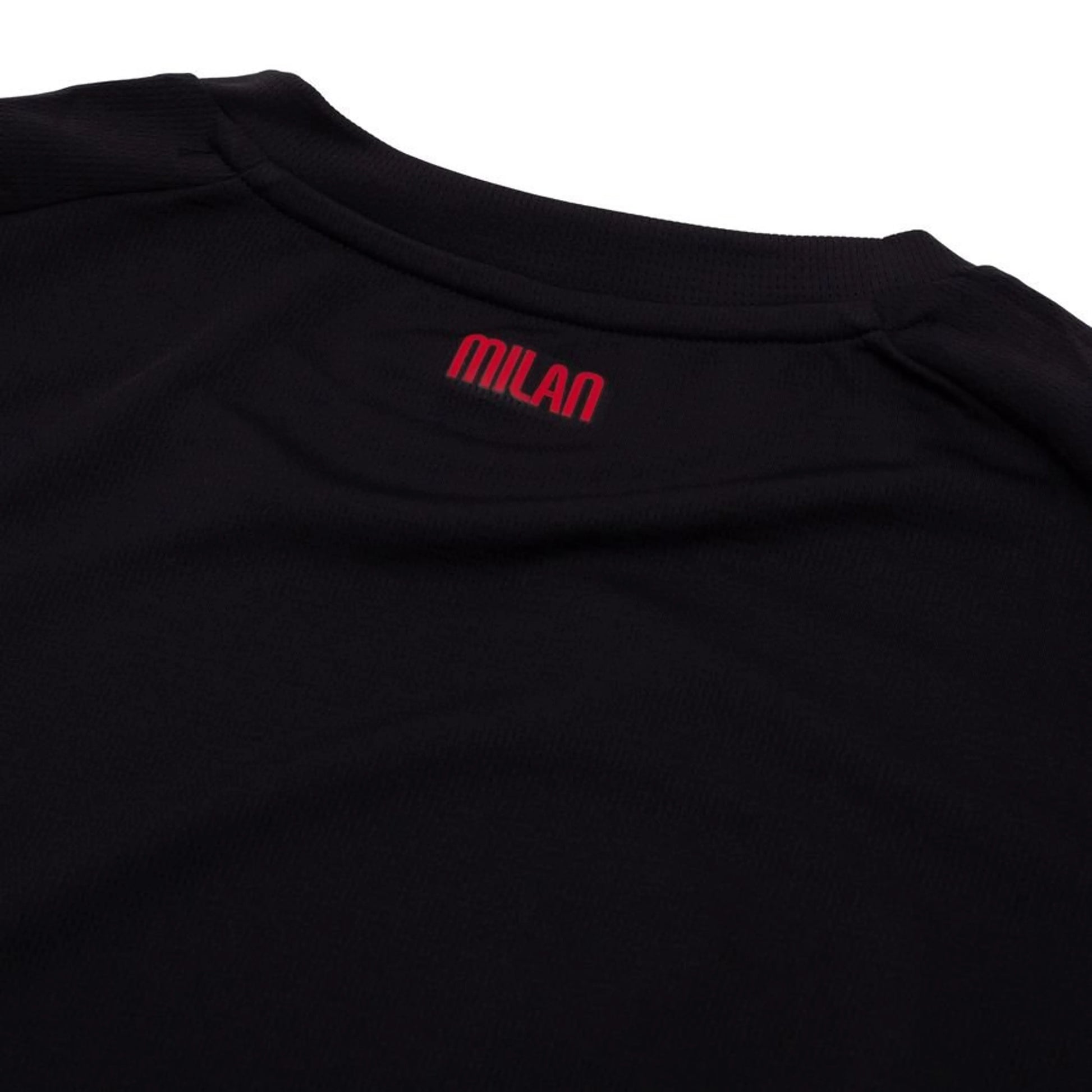 back neck view of the PUMA AC Milan 2025/26 Home Long Sleeve Black & Red Jersey