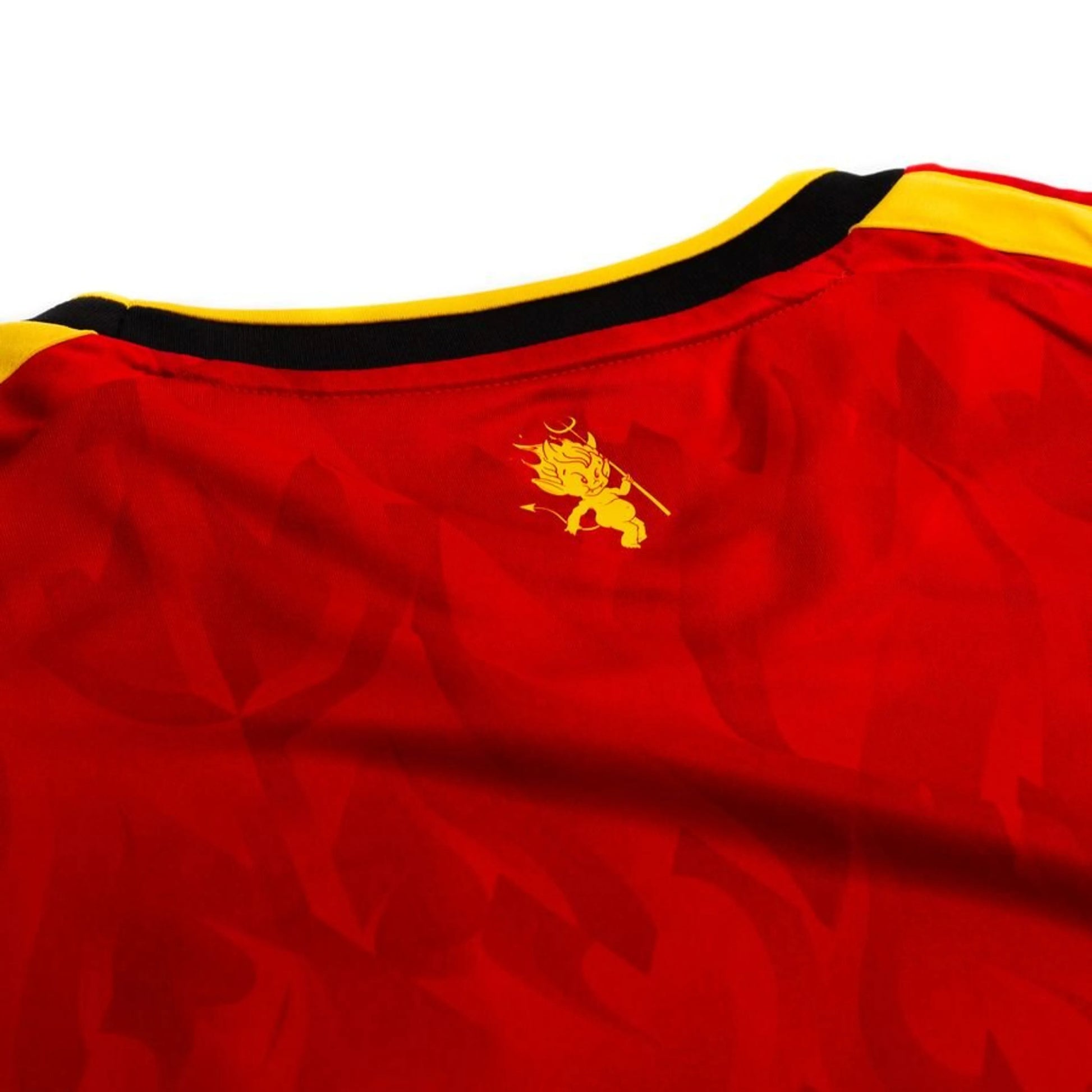 back neck view of the adidas Belgium Women's Home Shirt World Cup 2026 - Red/Gold/Black