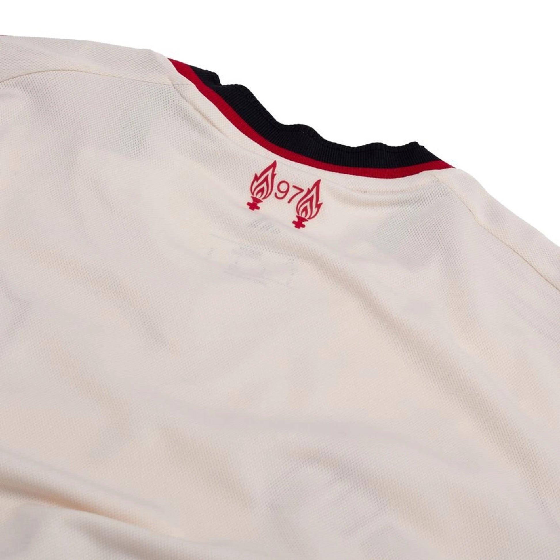 back neck view of the adidas Liverpool FC 2025/26 Away White Jersey