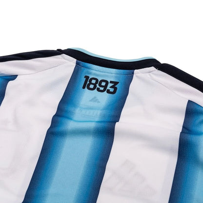 back neck view of the adidas Argentina 2026 World Cup Home Long Sleeve Jersey in White Blue