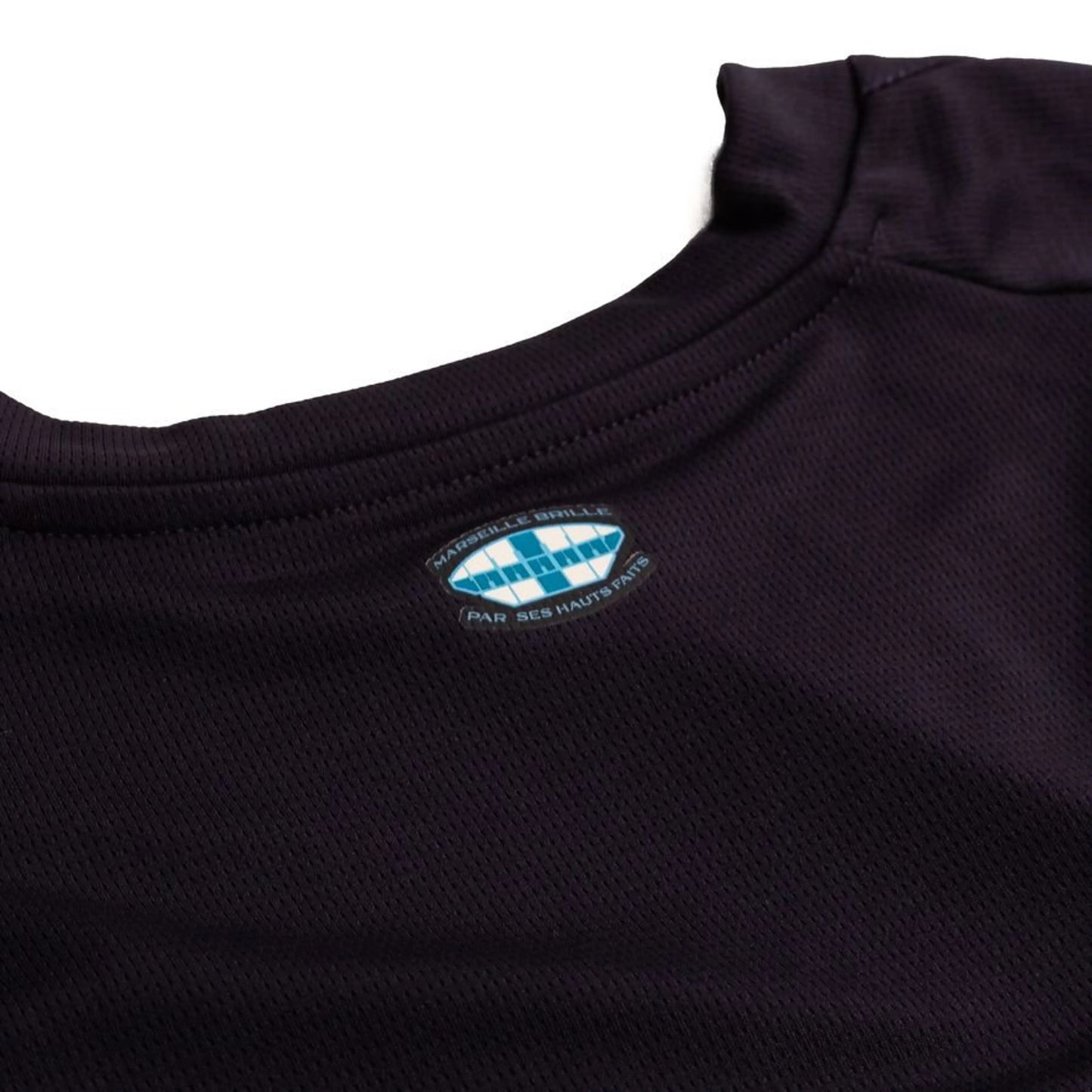 back neck view on the Marseille 2025/26 Away Shirt Long Sleeve Navy/Blue