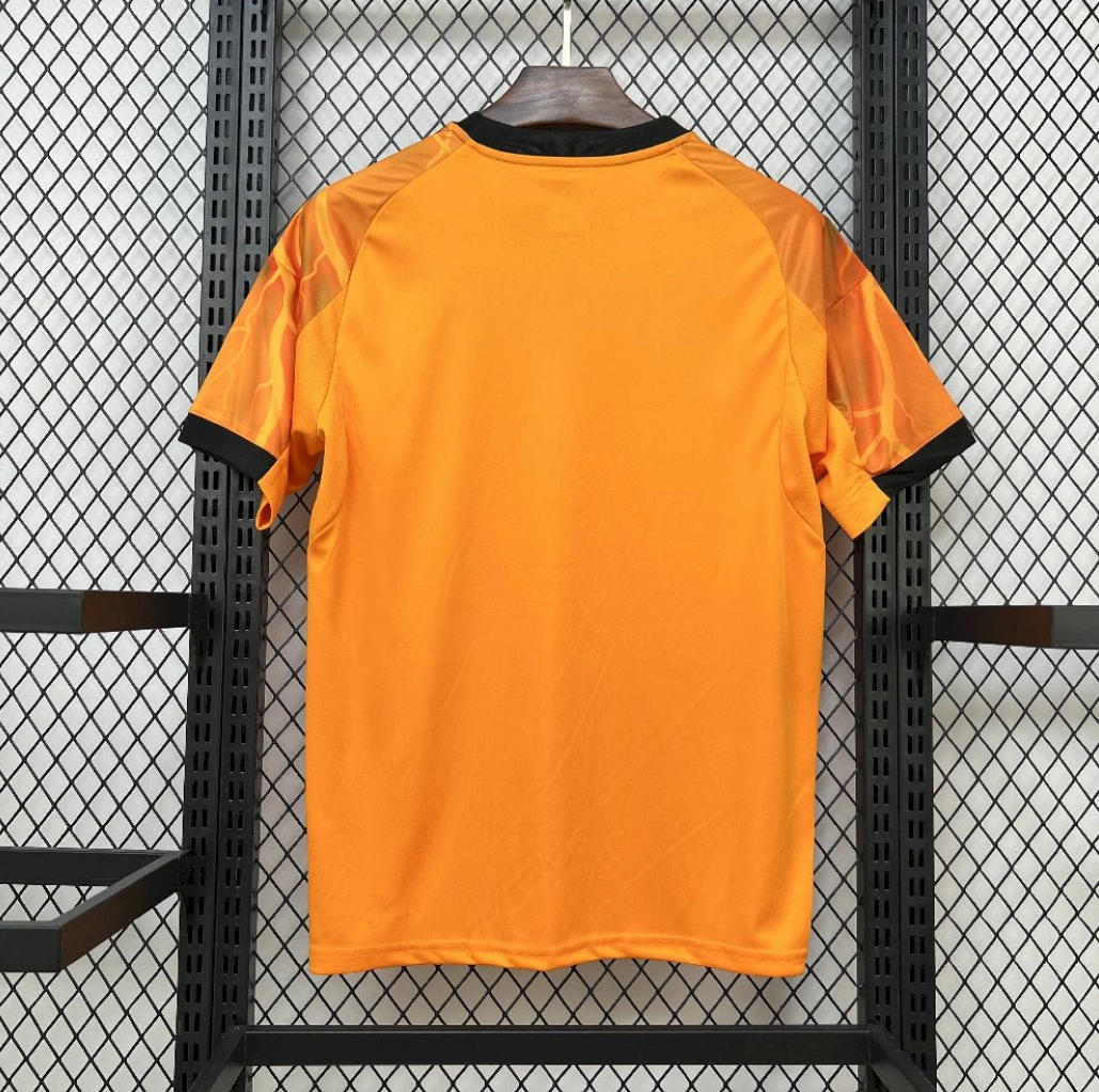 back view AS Roma 25/26 Away Orange Football Short Sleeve Jersey Designed By Adidas