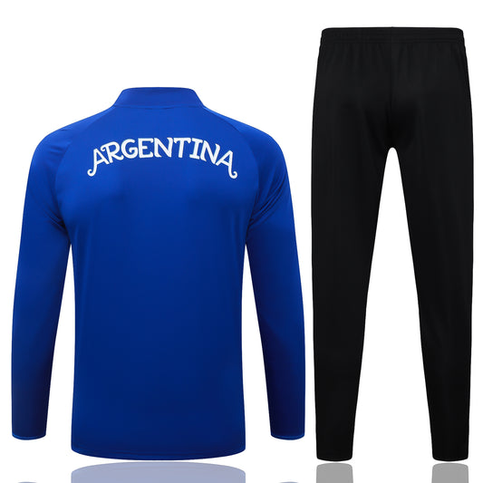 back view of the Adidas Argentina 2026/27 Blue/Black Quarter-Zip Soccer Tracksuit - AEROREADY Training Set