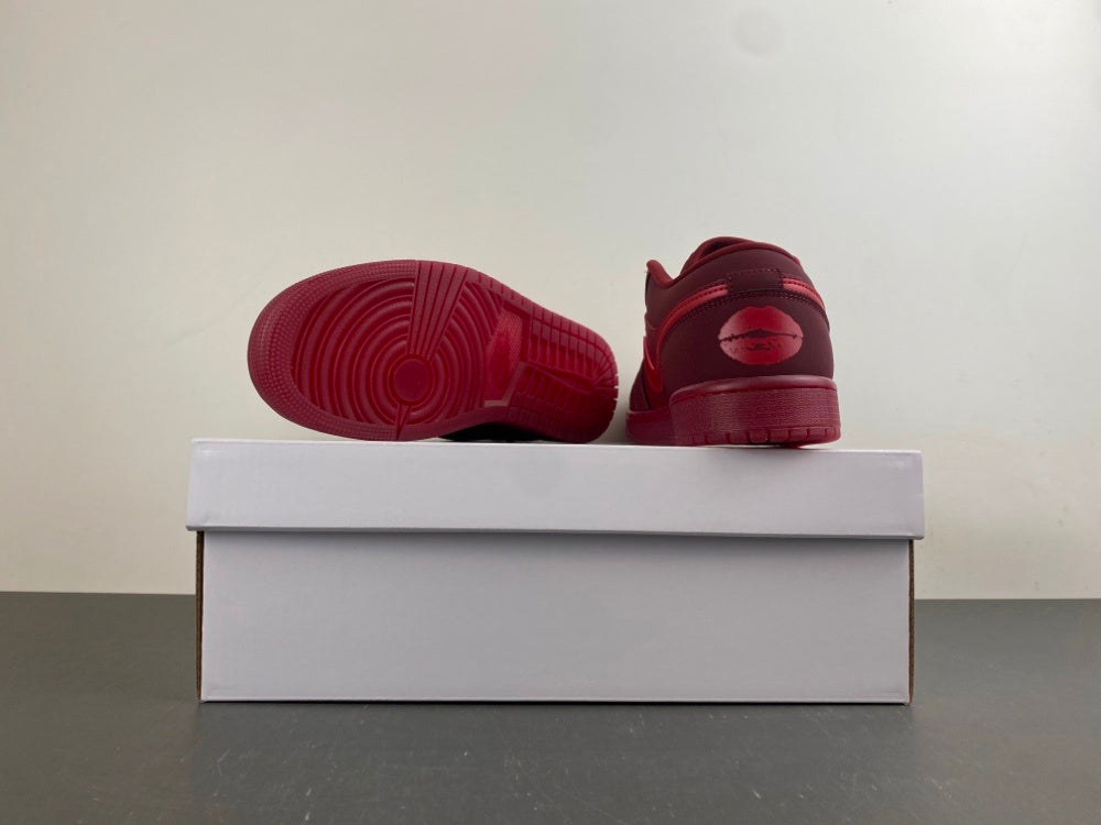 back view of the Air Jordan 1 Low SE 'Valentine's Day' (2026) Team Red/Sierra Red IB7012-600