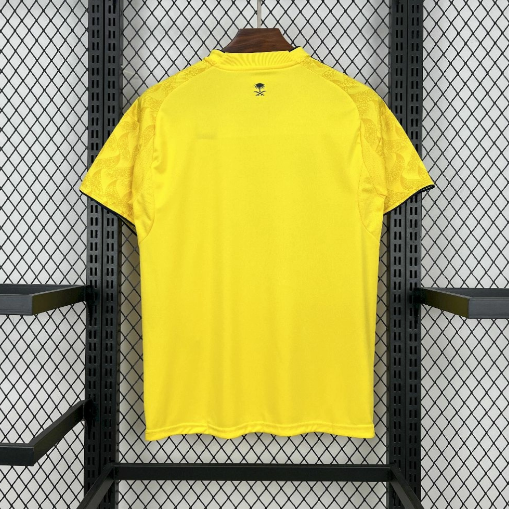 back view of the Al-Nassr 25/26 Home Yellow Football Short Sleeve Jersey Designed By Adidas