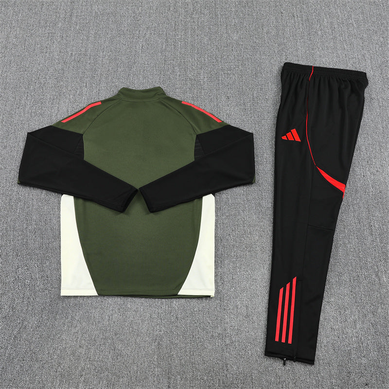 Bayern Munich 25/26 Quarter-Zip Tracksuit Dark Olive Green back view