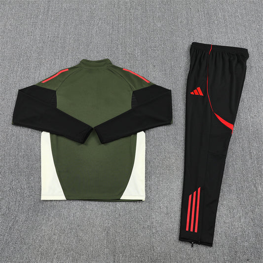 Bayern Munich 25/26 Quarter-Zip Tracksuit Dark Olive Green back view