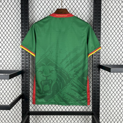 back view of the Cameroon 25/26 Home Green Football Short Sleeve Jersey Designed by Fourteen