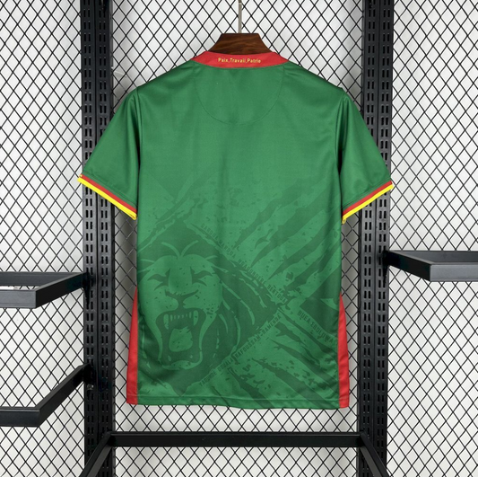back view of the Cameroon 25/26 Home Green Football Short Sleeve Jersey Designed by Fourteen