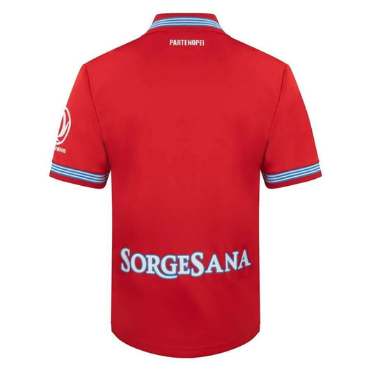 back view of the EA7 SSC Napoli Men's Third Shirt 2026/27 - Flame Red / Midnight Navy / Gold