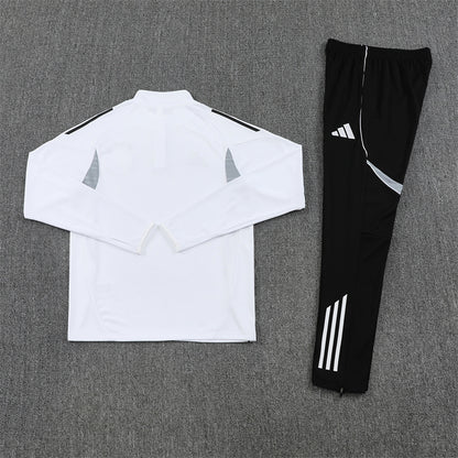 back view of the Germany 25/26 Quarter-Zip Tracksuit with white top and black pants