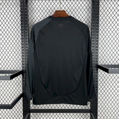 back view of the Inter Miami 25/26 Away Long Sleeve Black and pink Football Jersey Designed By Adidas
