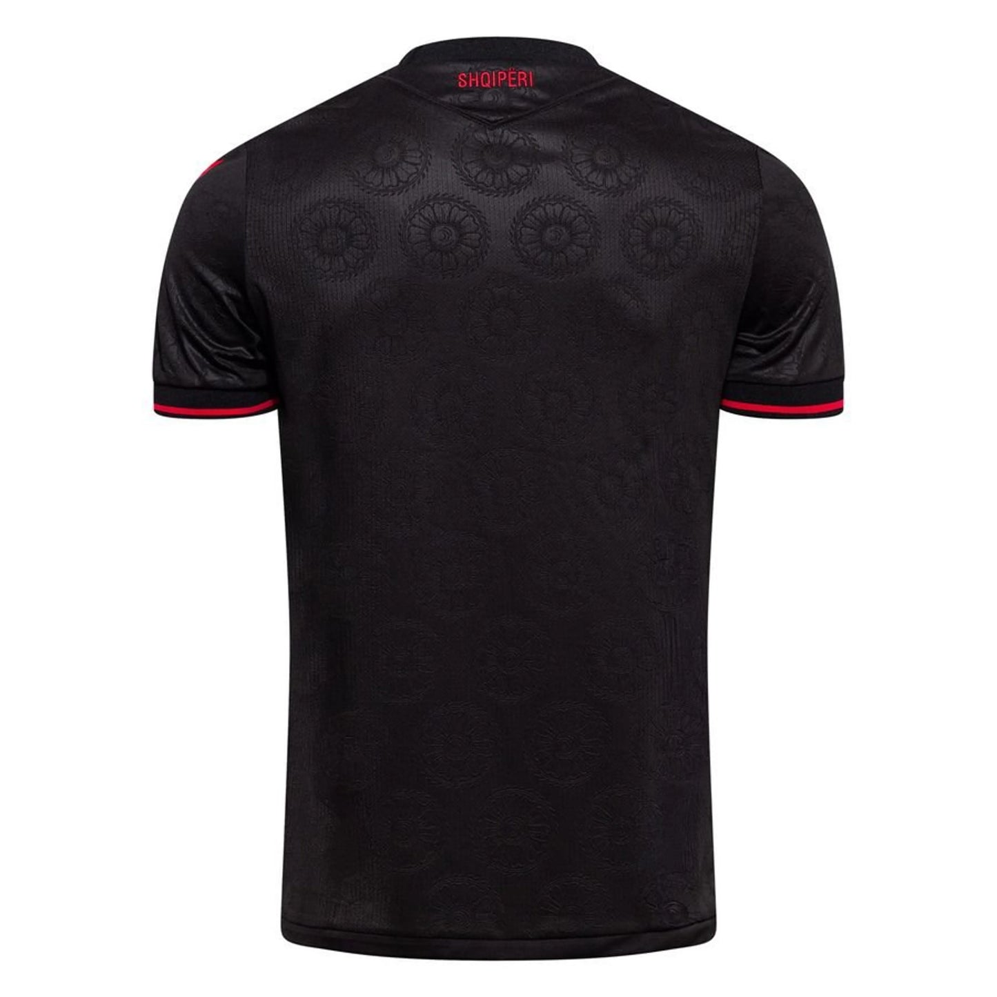 back view of the Macron Albania Third Black Shirt 2026/27