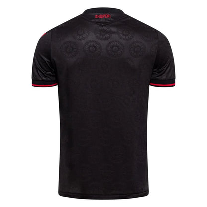 back view of the Macron Albania Third Black Shirt 2026/27